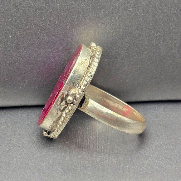 925 Sterling Silver Plt Triplet Opal Ring Size 9.5 Bezel Setting Statement - Picture 2 of 13